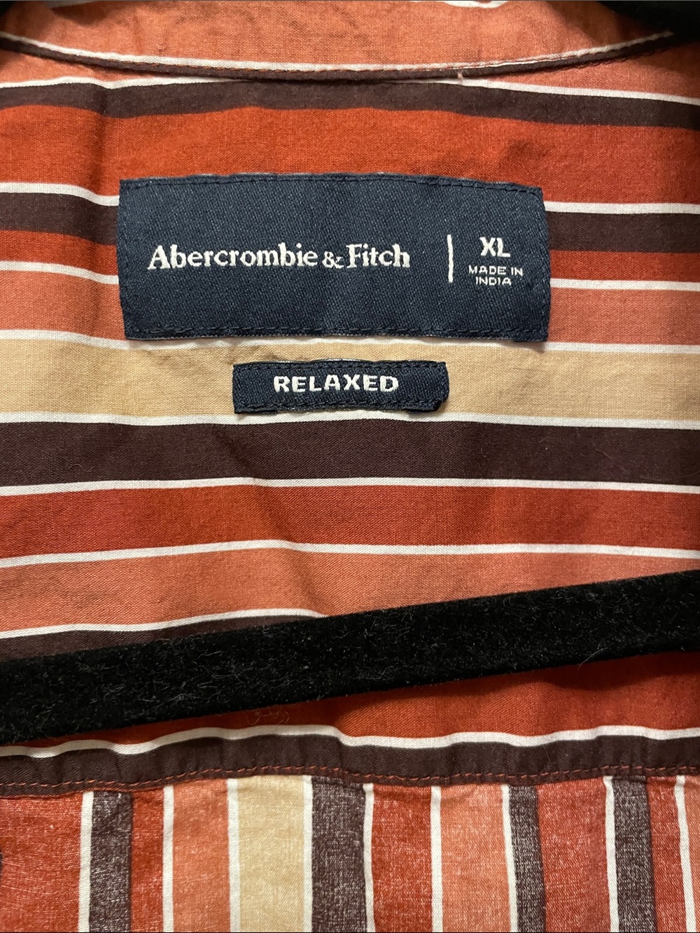 Abercrombie & Fitch Rust and Cream Striped Short-Sleeve Shirt - Picture 2 of 6